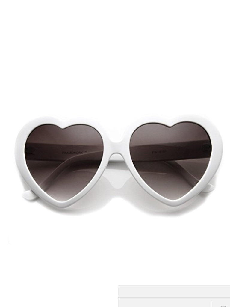 Retro Heart Sunglasses- White