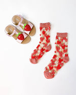 Sock Candy - Strawberry Daisy Ruffle Sheer Crew Sock