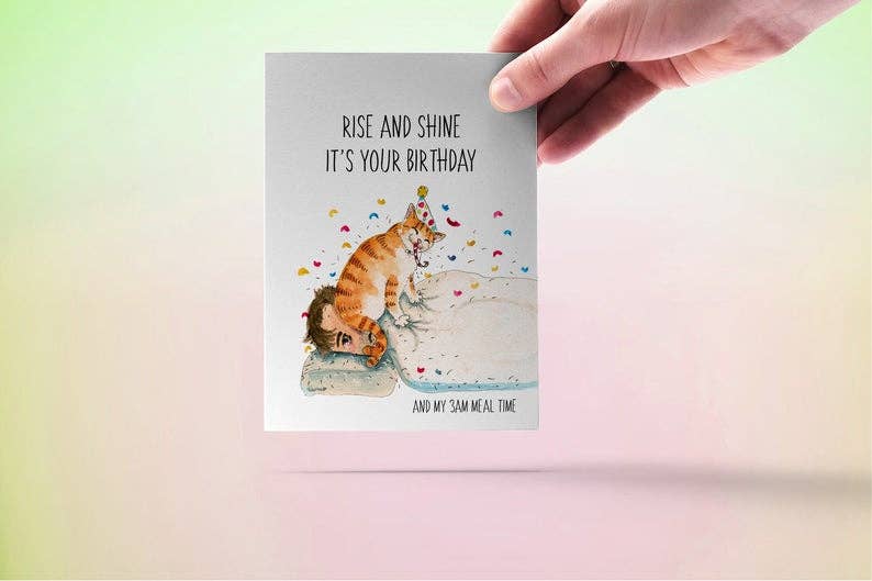 Liyana Studio - Rise And Shine Naughty Cat - Funny Birthday Card: Woman