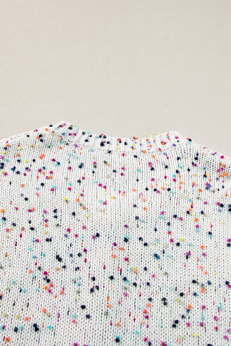 Sparkle Confetti Sweater Cardigan: White