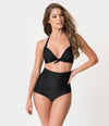 Unique Vintage - UV All Black Monroe High Waist Bikini Bottom: XSmall