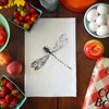 Green Bee Tea Towels - Dragonfly Flour Sack Kitchen Tea Towel: Black