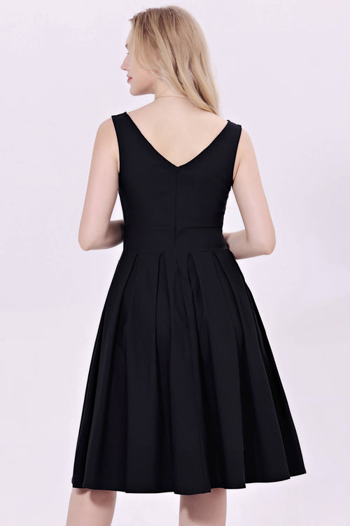 Miss Lulo LBD - Fit & Flare Dress With Pockets Black