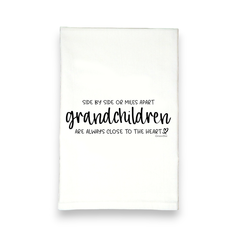 Green Bee Tea Towels - Grandchildren Are Always Close to The Heart Kitchen Towel