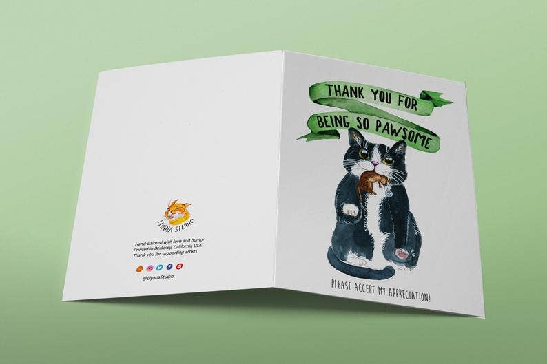 Liyana Studio - Pawesome Cat Gift - Funny Thank You Card