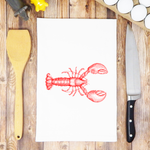 Green Bee Tea Towels - Lobster Dish Towel | Tea Towels | Ocean Kitchen Tea Towels: Red