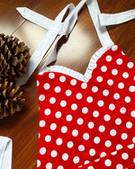 Adjustable Flirty Hostess Apron: Red Polka Dots