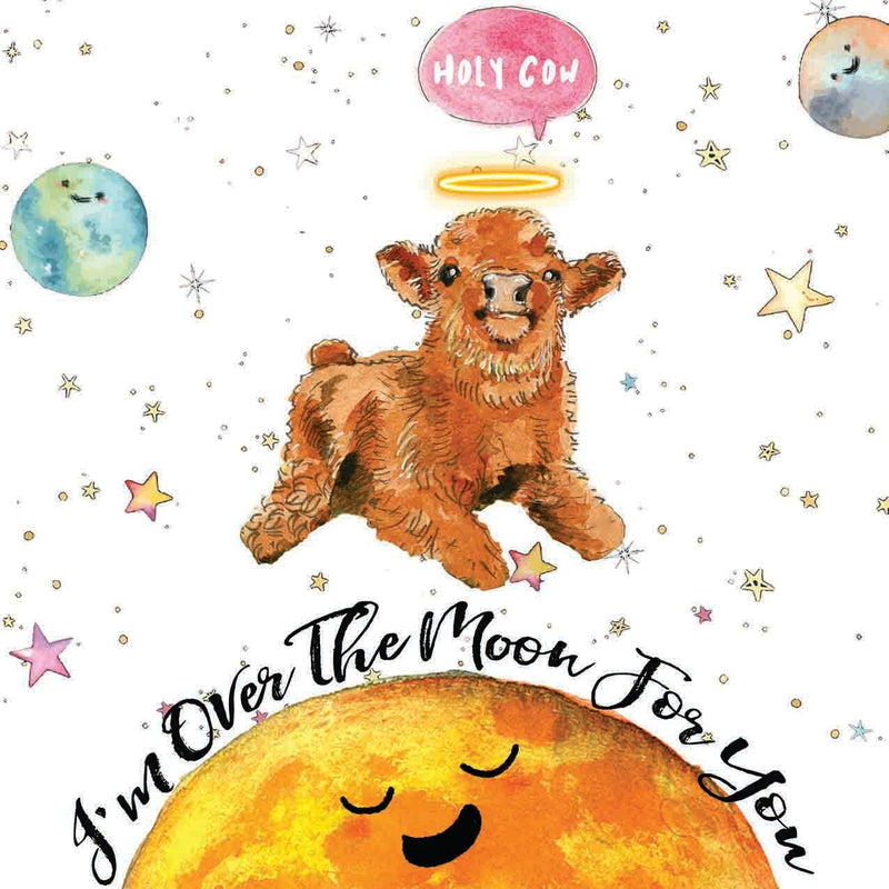 Liyana Studio - Holy Cow Over The Moon - Funny Congratulation Card