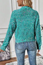 Sparkle Confetti Sweater Cardigan: Aruba Blue