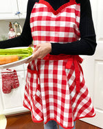 Adjustable Flirty Hostess Apron: Red Polka Dots