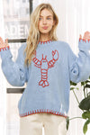 MY LOVELY LOBSTER CASUAL PULLOVER SWEATER: (blue or beige) S-M-L