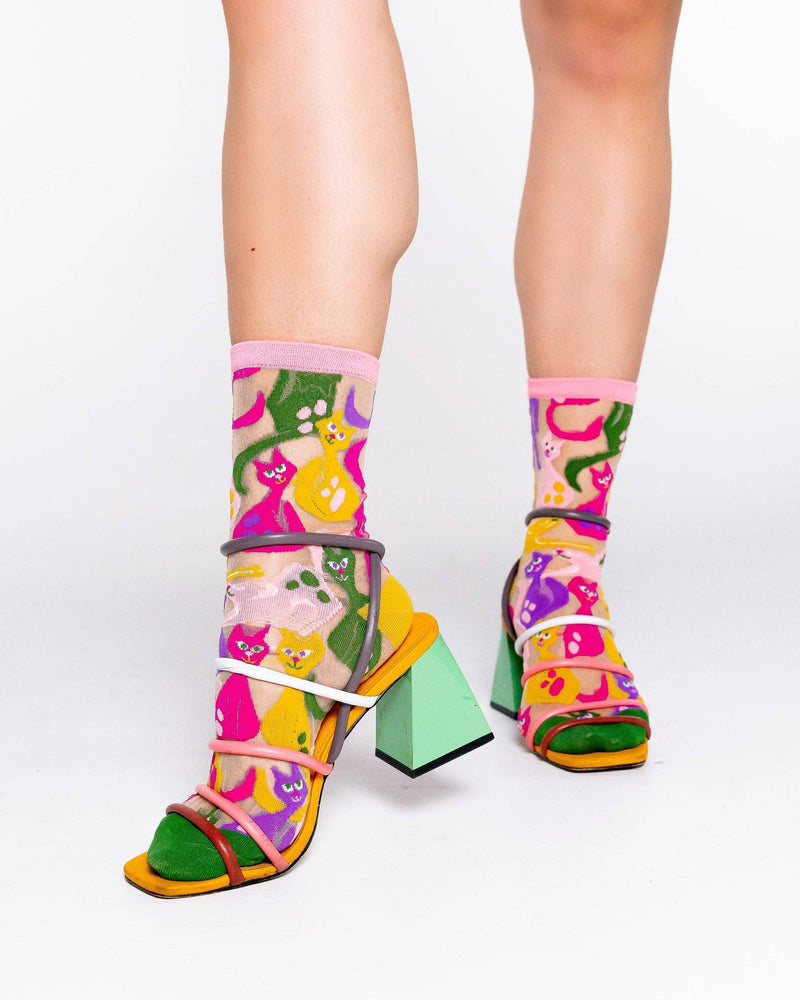 Sock Candy - Dopamine Cats Sheer Crew Sock