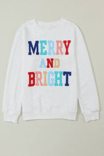 Merry And Bright Cable Knit Pullover Sweatshirt: Green