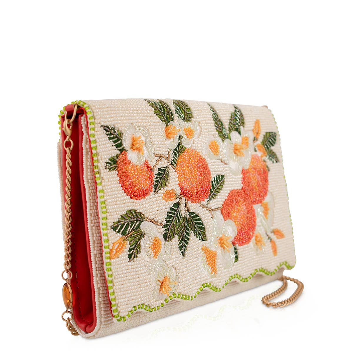 Mary Frances Sun Kissed Orange Fruit Beaded Crossbody Handbag