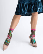 Sock Candy - English Rose Black Sheer Ankle Sock