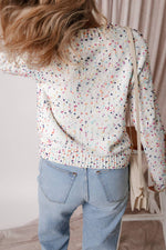 Sparkle Confetti Sweater Cardigan: White