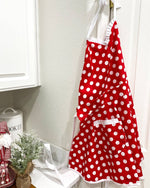 Adjustable Flirty Hostess Apron: Red Polka Dots