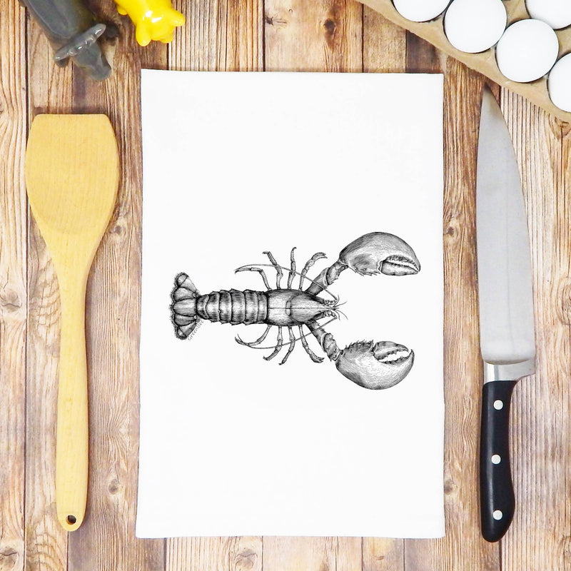 Green Bee Tea Towels - Lobster Dish Towel | Tea Towels | Ocean Kitchen Tea Towels: Red