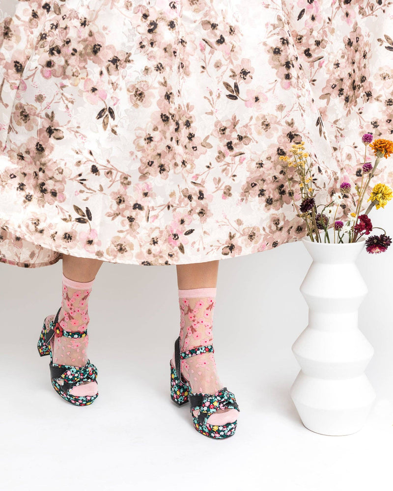 Sock Candy - Cherry Blossom Sheer Crew Sock