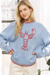 MY LOVELY LOBSTER CASUAL PULLOVER SWEATER: (blue or beige) S-M-L