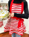 Classic Vintage Apron, Stylish Cooking Apron: Red Stripe