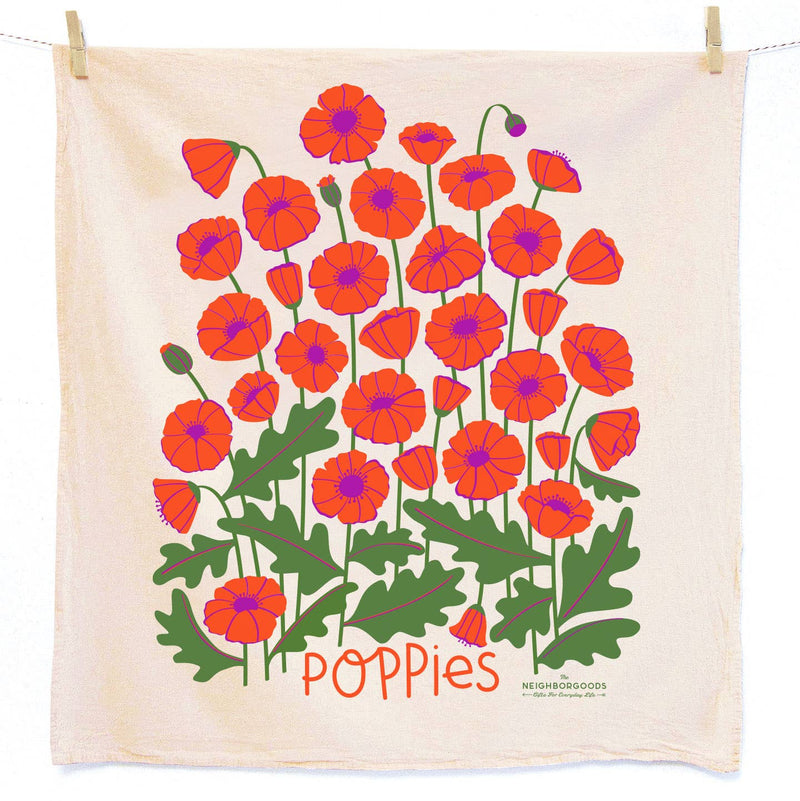 The Neighborgoods - FALL FIELD DAY (Mushroom, Poppies) - Tea Towel Set of 2