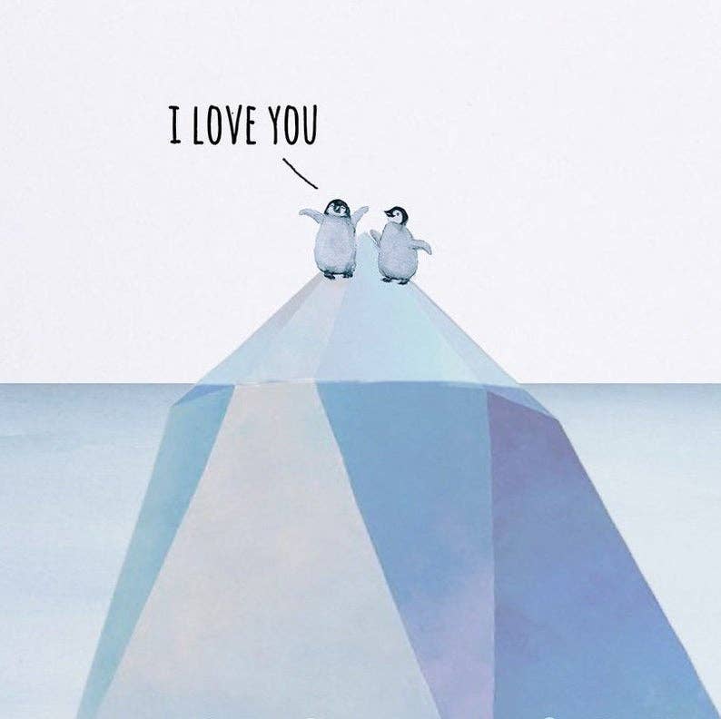 Liyana Studio - Penguin Iceberg Love - Funny Anniversary Card: Single