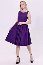 Miss Lulo - 248147 - Lily - Fit & Flare Dress With Pockets: Purple / S