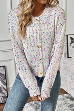 Sparkle Confetti Sweater Cardigan: White