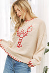 MY LOVELY LOBSTER CASUAL PULLOVER SWEATER: (blue or beige) S-M-L