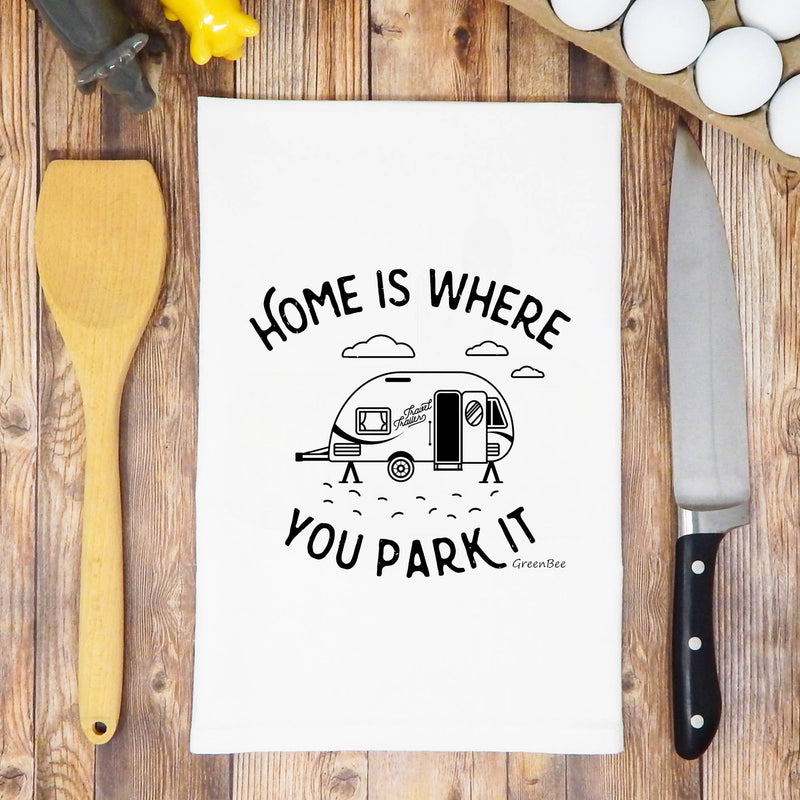 Green Bee Tea Towels - Home Is Where You Park It Kitchen Towel