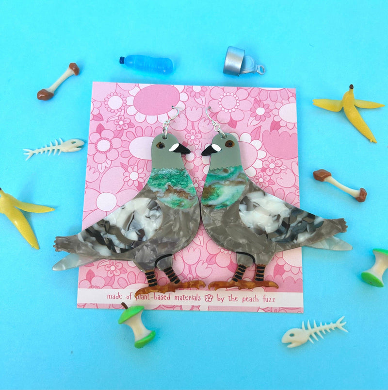 The Peach Fuzz - Pigeon Earrings