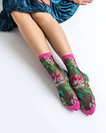 Sock Candy - English Rose Black Sheer Ankle Sock