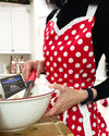 Adjustable Flirty Hostess Apron: Red Polka Dots