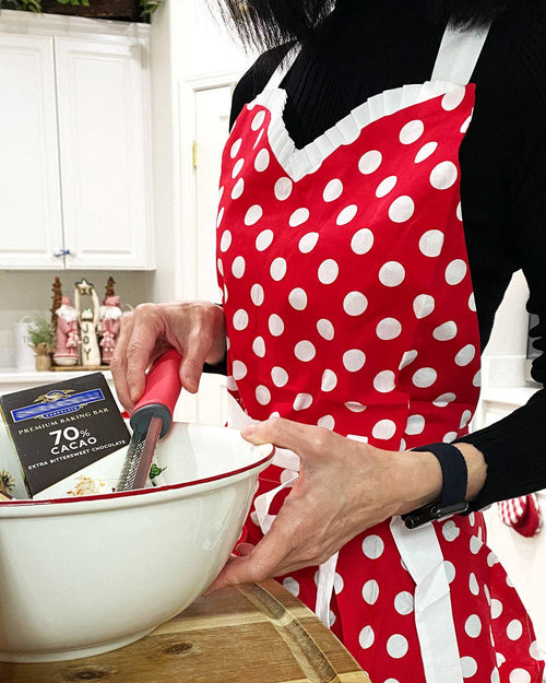 Adjustable Flirty Hostess Apron: Red Polka Dots