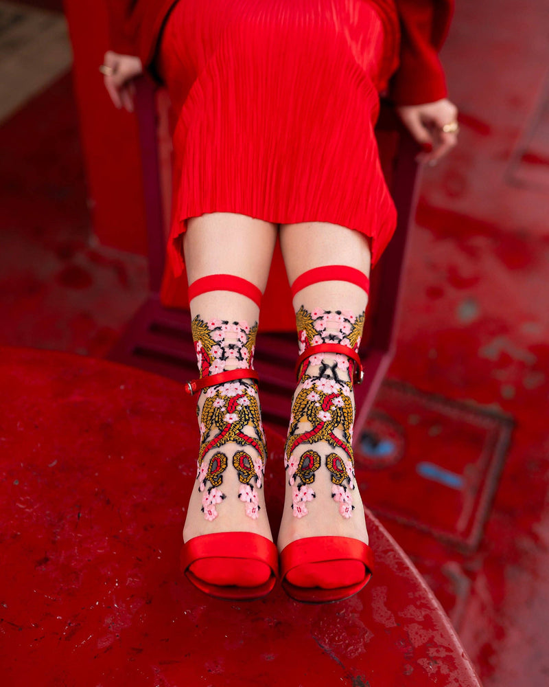 Sock Candy - Year of the Dragon Sheer Crew Sock: Size I: Fits US W5.5-9.5
