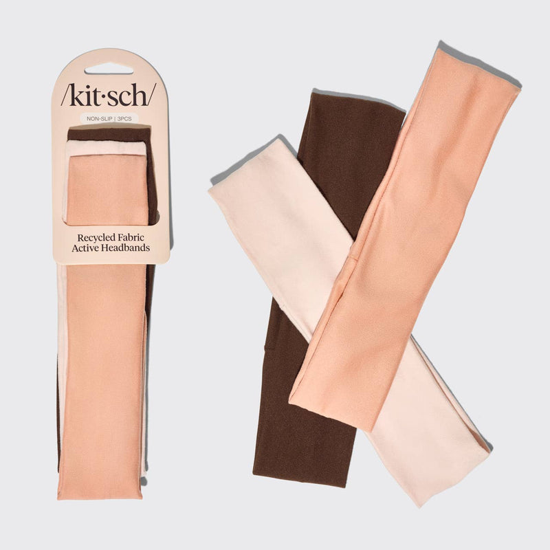 KITSCH - Recycled Fabric Active Headbands 3pc Set- Rosewood
