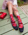 Sock Candy - Watercolor Poppy Printed Ankle Sock