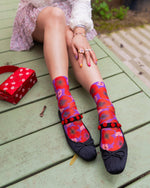 Sock Candy - Watercolor Poppy Printed Ankle Sock