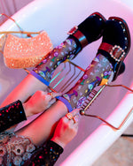 Sock Candy - '80s Disco Black Sheer Crew Sock