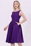 Miss Lulo - 248147 - Lily - Fit & Flare Dress With Pockets: Purple / S