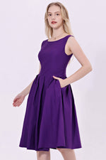Miss Lulo - 248147 - Lily - Fit & Flare Dress With Pockets: Purple / S