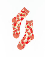 Sock Candy - Strawberry Daisy Ruffle Sheer Crew Sock