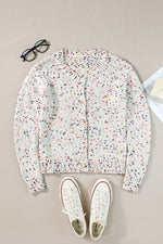 Sparkle Confetti Sweater Cardigan: White