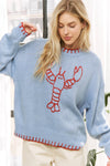 MY LOVELY LOBSTER CASUAL PULLOVER SWEATER: (blue or beige) S-M-L