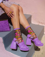 Sock Candy - Magic Mushrooms Black Sheer Crew Sock: Size I: Fits US W5.5-9.5