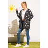 ALL OVER STAR PRINT HOODIE SWEATER CARDIGAN: Charcoal