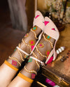 Sock Candy - Pearls & Jewels Black Sheer Ankle Sock