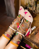 Sock Candy - Pearls & Jewels Black Sheer Ankle Sock