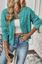 Sparkle Confetti Sweater Cardigan: Aruba Blue